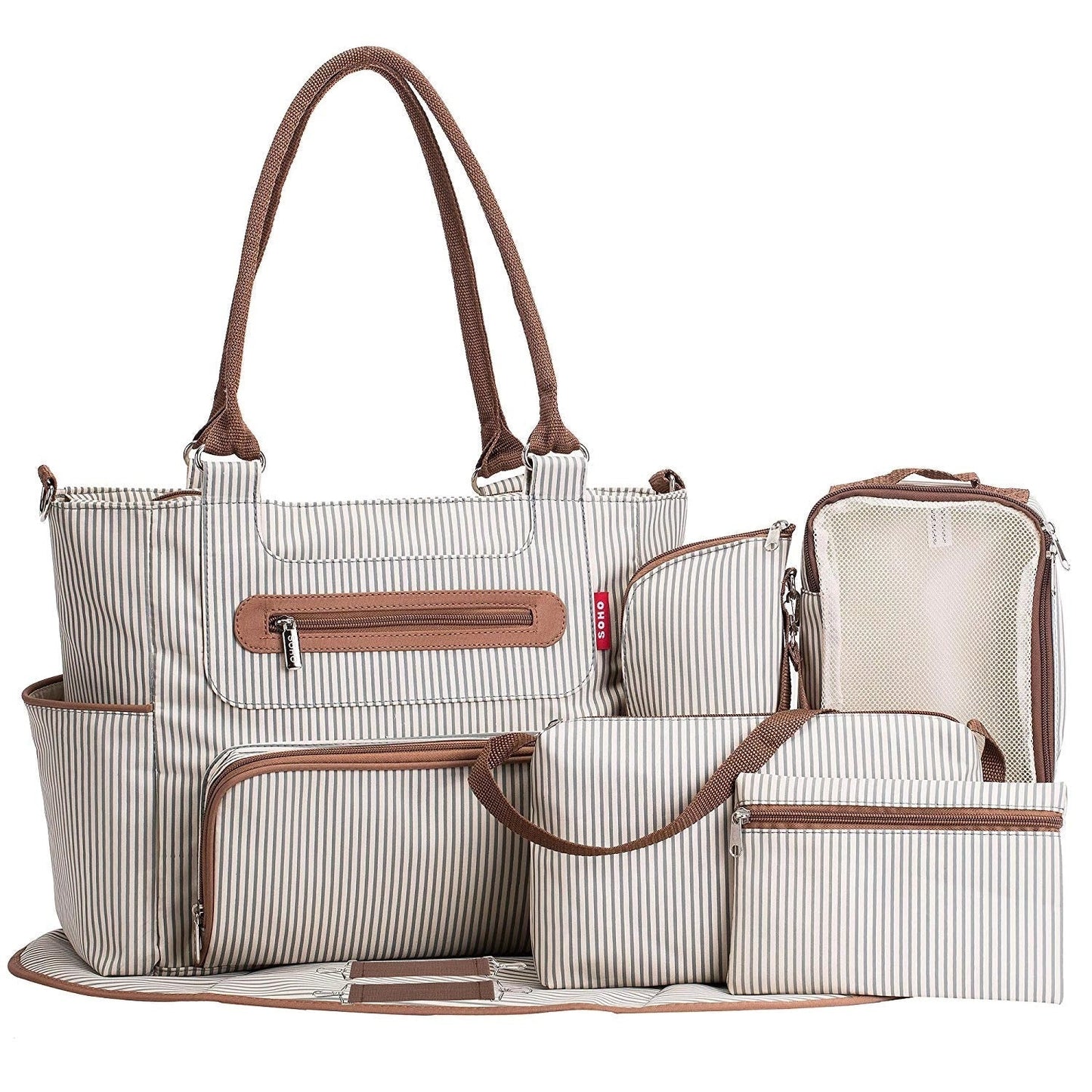Striped Diaper Bag Set