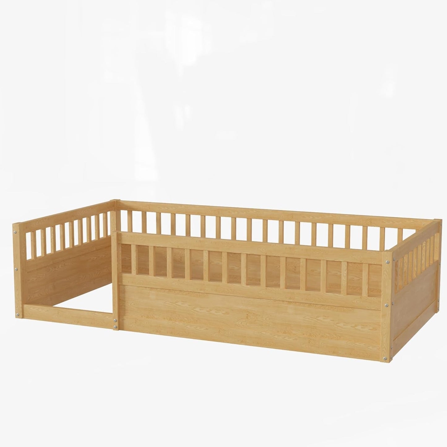 Twin Floor Bed with High Safety Rails