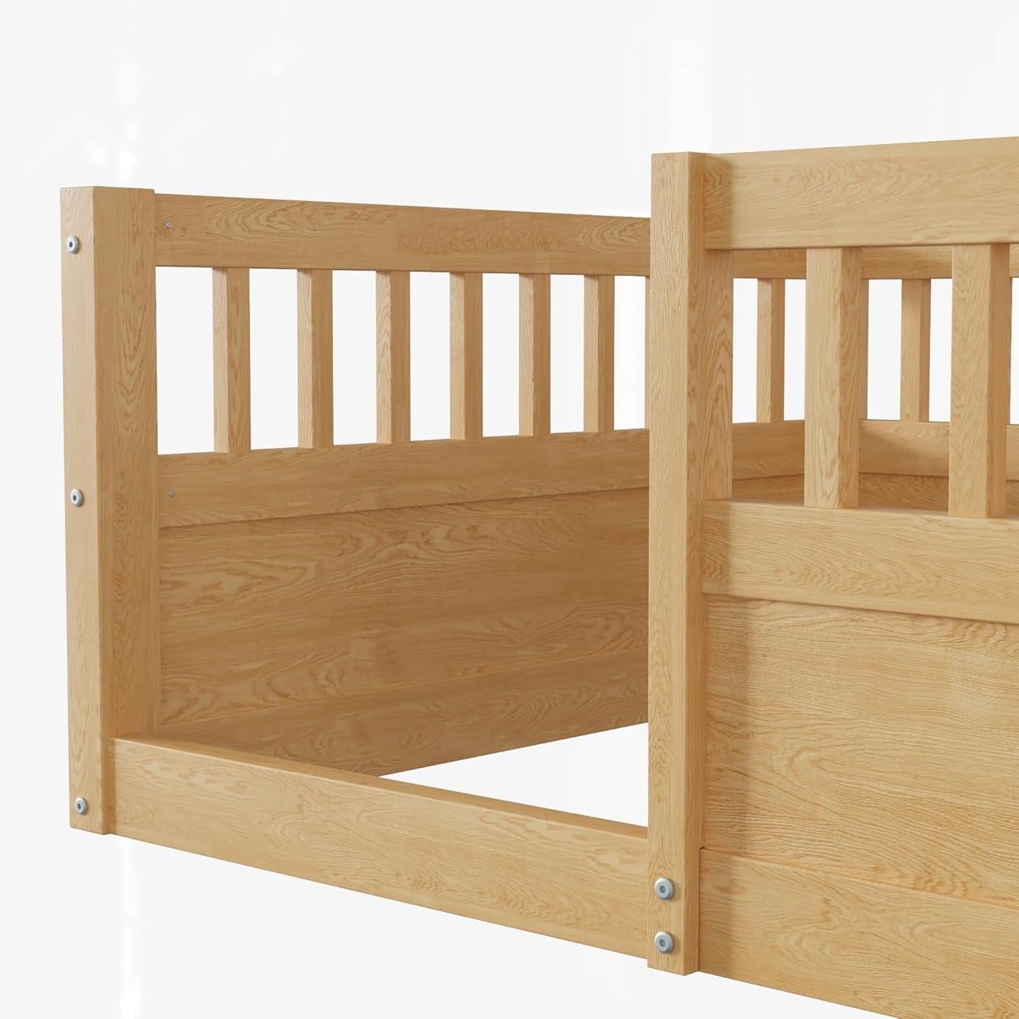 Twin Floor Bed with High Safety Rails