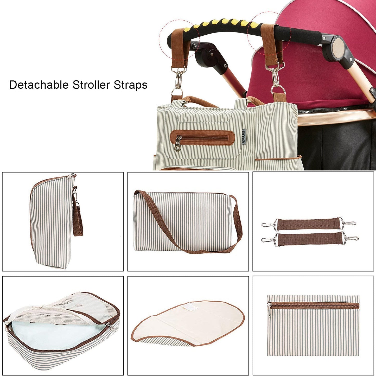 Striped Diaper Bag Set