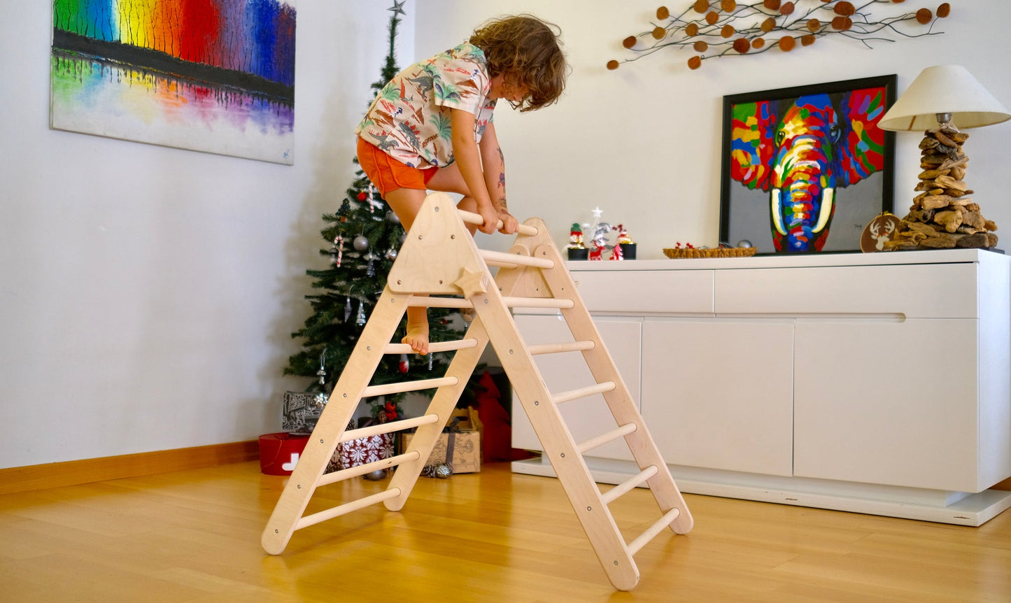 Foldable Montessori Climbing Triangle Set with Portable Table