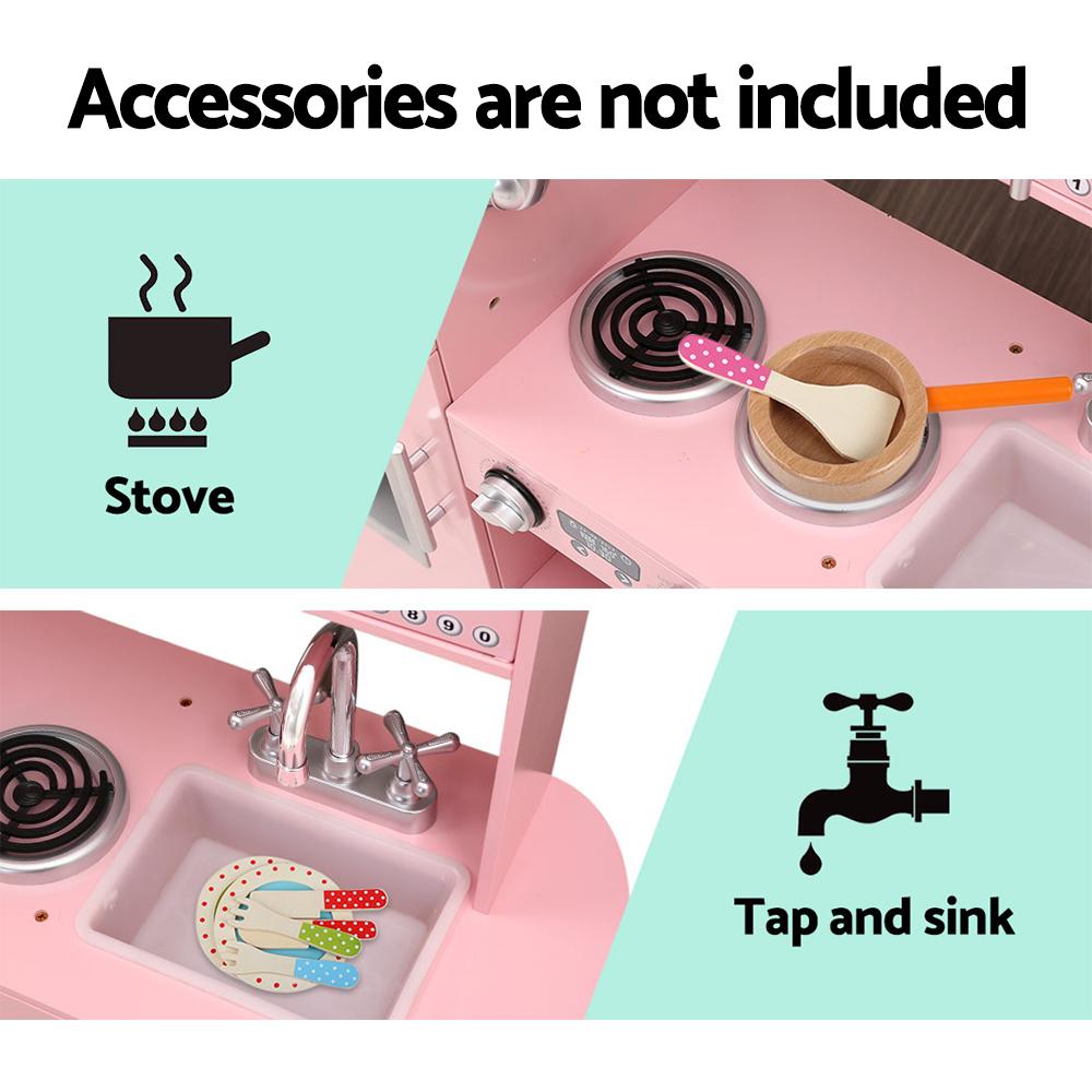 Keezi Kids Kitchen Play Set Wooden Pretend Toys Cooking Children