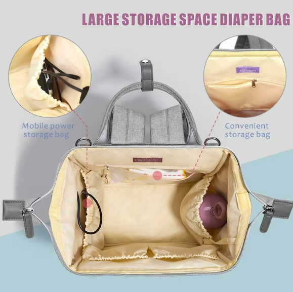 Quilted Diaper Bag Backpack – Stylish, Spacious & Waterproof