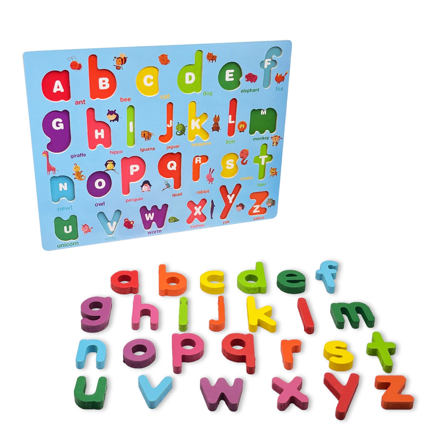 Wooden Alphabet Puzzle Board & Number Educational Toy