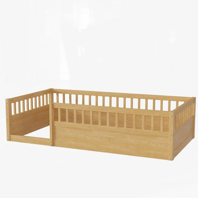 Twin Floor Bed with High Safety Rails