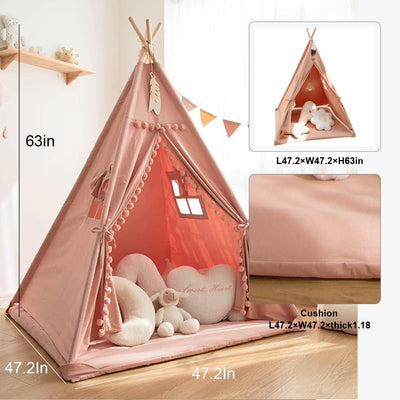 Kids Teepee Tent with Mat Foldable Indoor Outdoor
