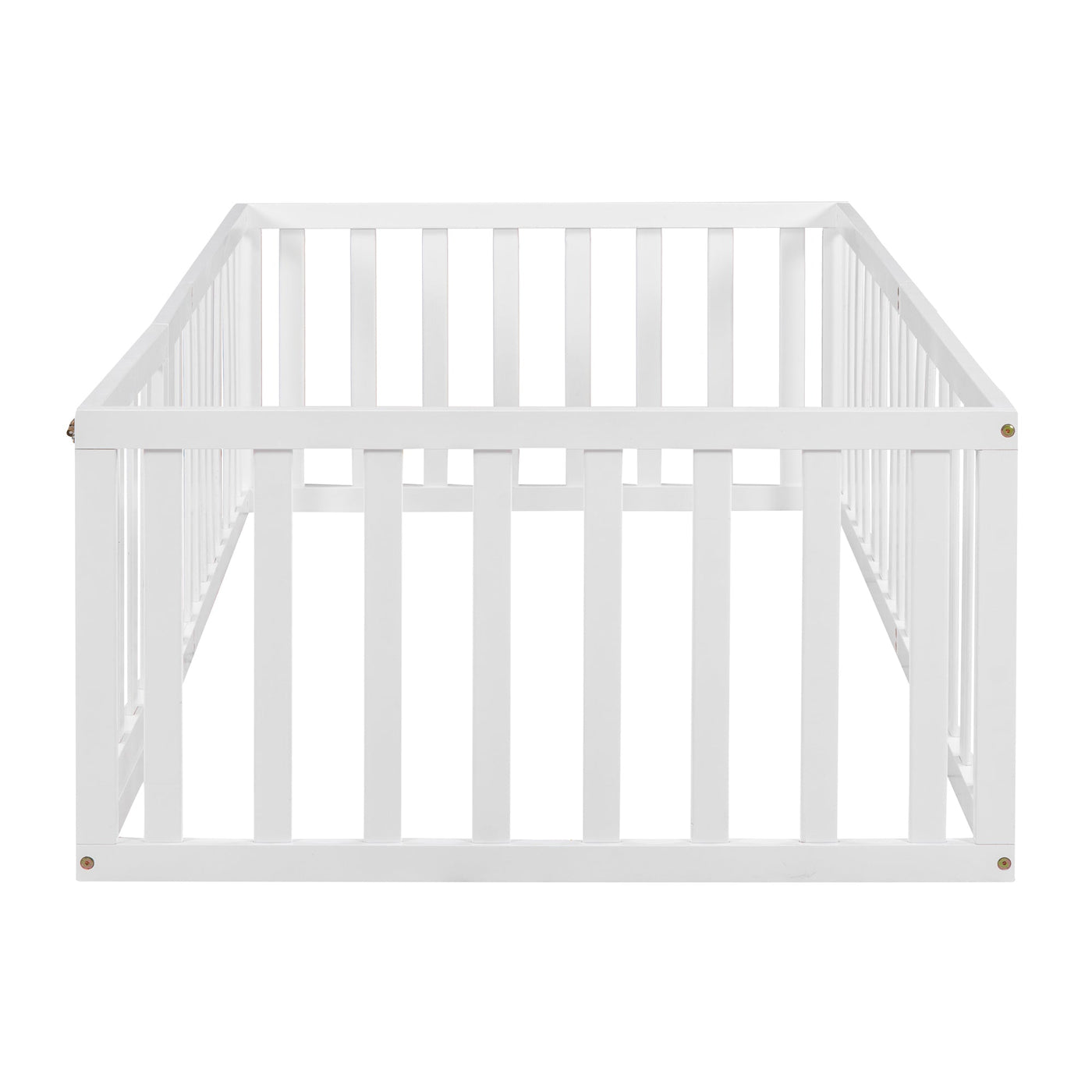Twin Size Montessori Floor Bed with Fence & Door