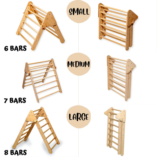 Foldable Montessori Climbing Triangle with 2-in-1 Slide/Rockwall Ramp