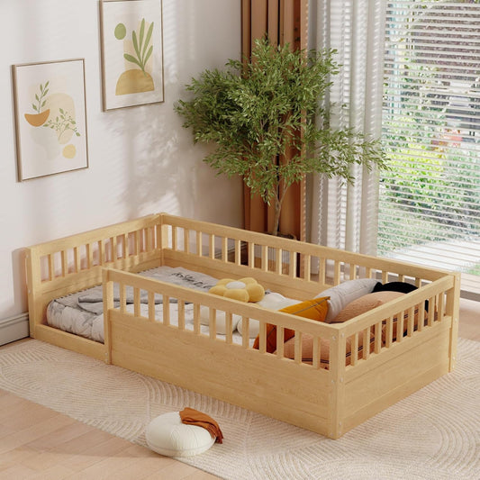 Twin Floor Bed with High Safety Rails