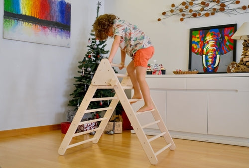 Foldable Montessori Climbing Triangle Set with Portable Table