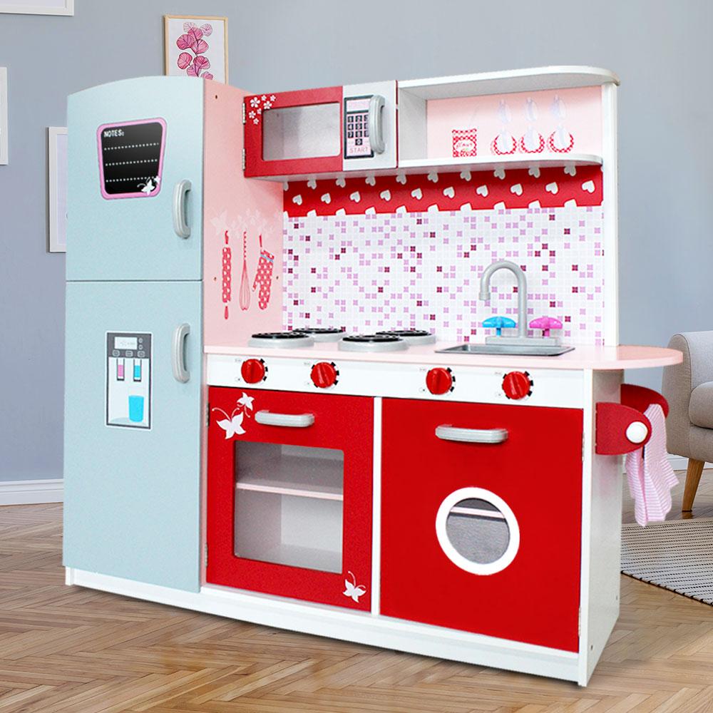 Keezi Kids Kitchen Play Set Wooden Pretend Toys Cooking Children