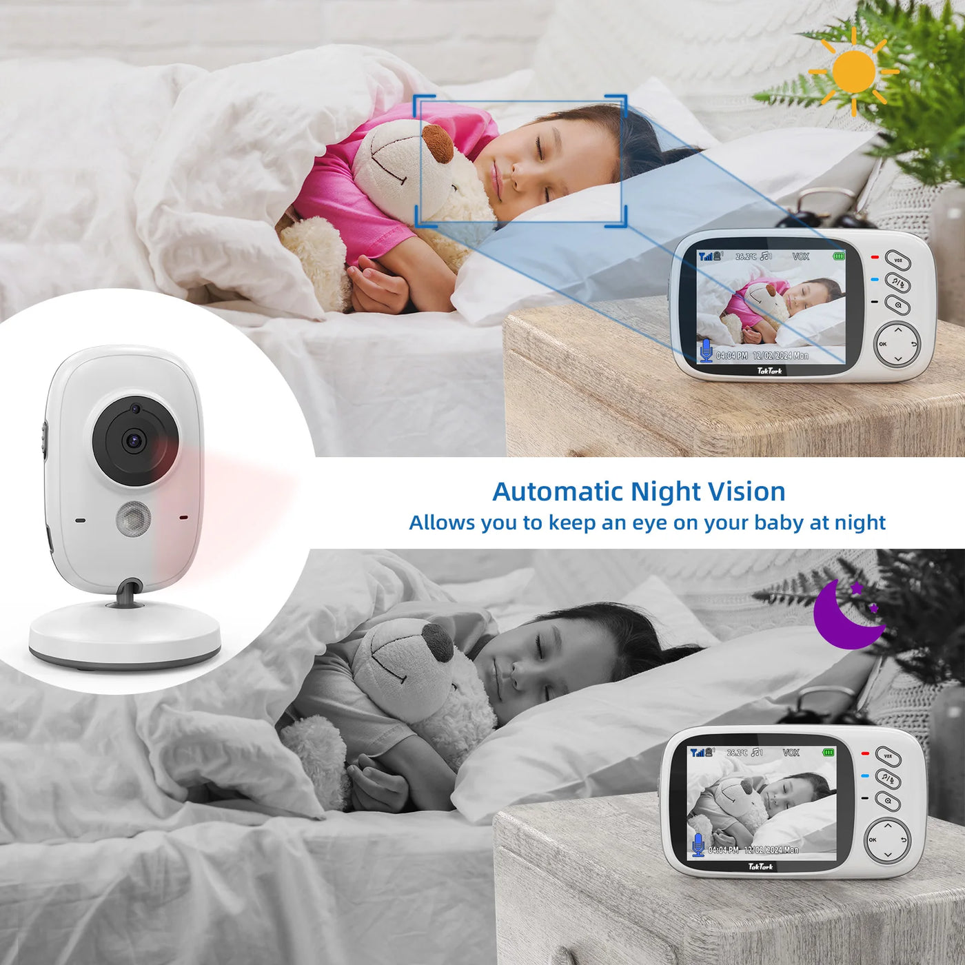 TakTark 3.2 Inch Wireless Video Baby Monitor With Lullabies
