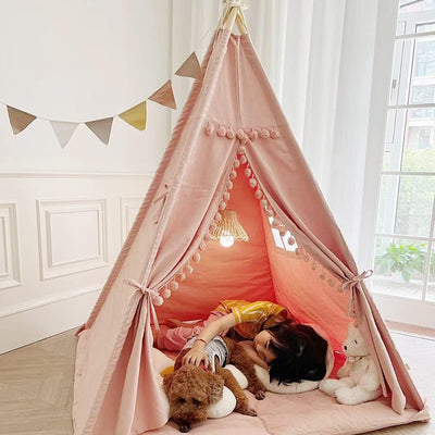 Kids Teepee Tent with Mat Foldable Indoor Outdoor