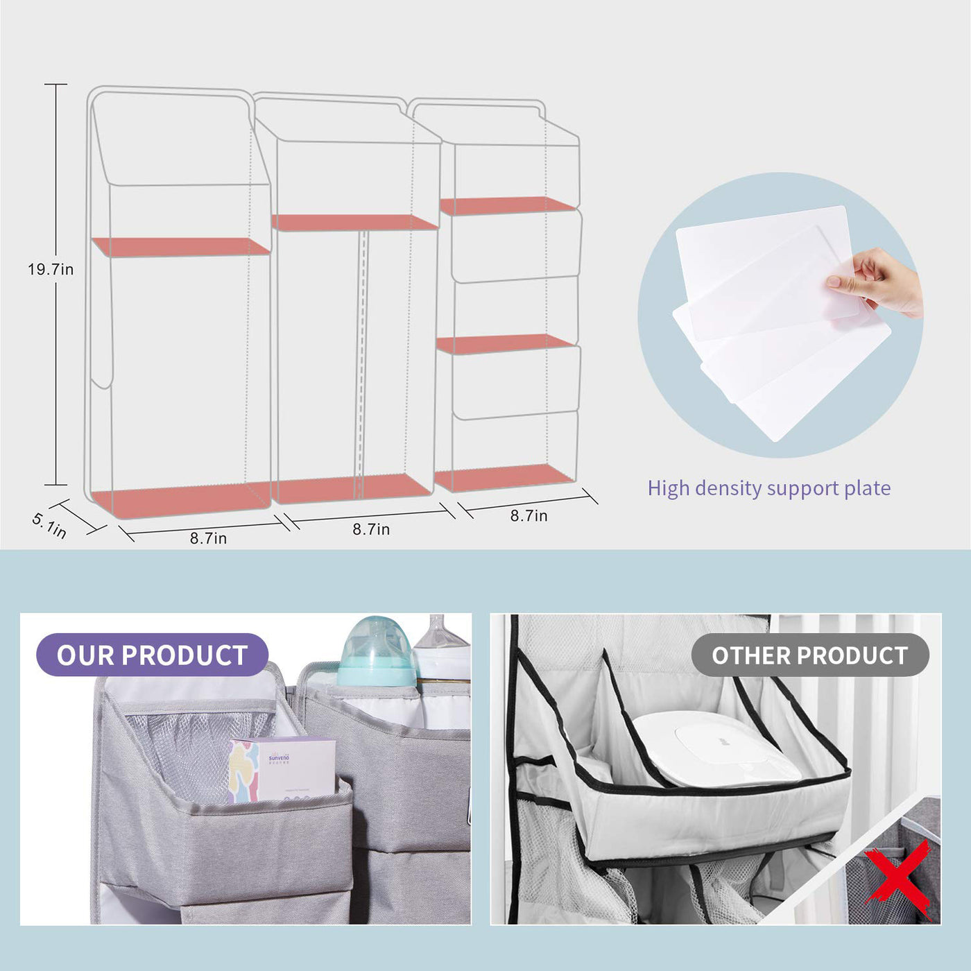 3-in-1 Bedside Crib Organizer & Nursery Caddy