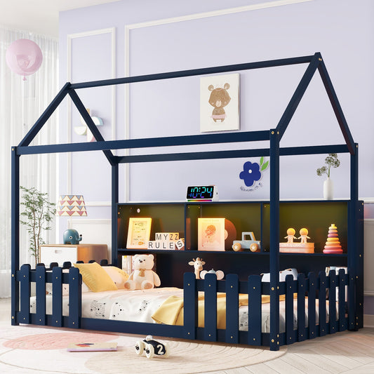 Twin Size House Bed w/ LED Light